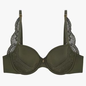 ThirdLove 24/7 Lace Back T-Shirt Bra 34 A1/2 in Rainforest Green EUC